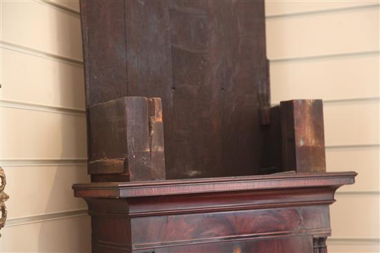 Major Scholfield of Manchester. An early 19th century flame mahogany cased eight day longcase clock, 8ft 6in.